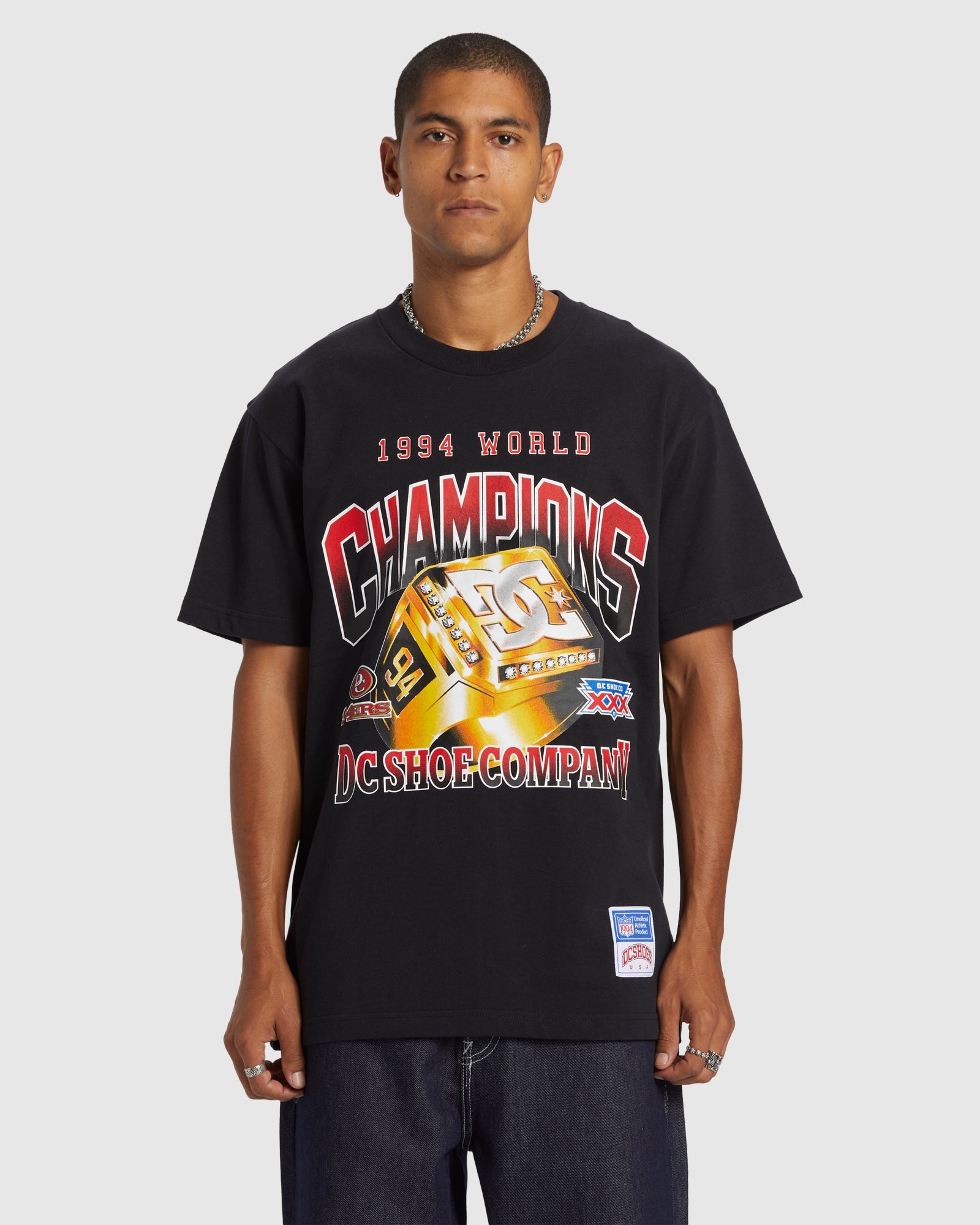 Mens Champion Ring T Shirt BLACK S DC Shoes